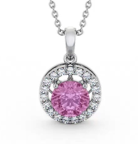 Halo Pink Sapphire and Diamond 1.43ct Pendant 9K White Gold PNT6GEM_WG_PS_THUMB1