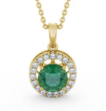 Halo Emerald and Diamond 1.18ct Pendant 18K Yellow Gold PNT6GEM_YG_EM_THUMB1