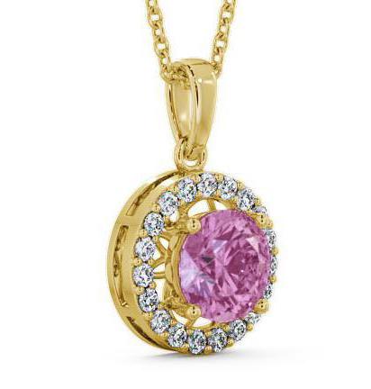Halo Pink Sapphire and Diamond 1.43ct Pendant 18K Yellow Gold PNT6GEM_YG_PS_THUMB1 