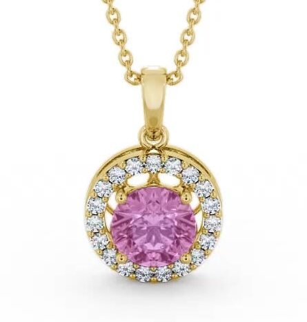 Halo Pink Sapphire and Diamond 1.43ct Pendant 9K Yellow Gold PNT6GEM_YG_PS_THUMB1