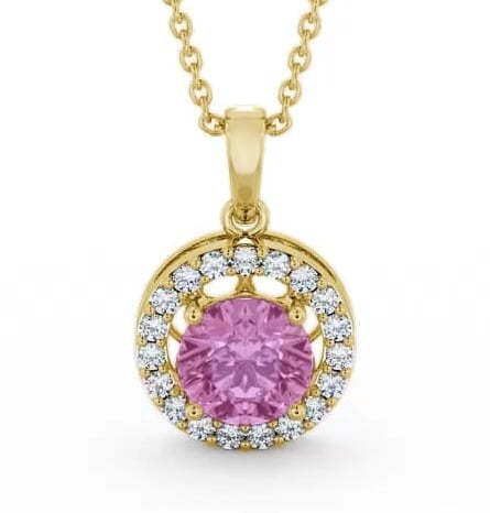 Halo Pink Sapphire and Diamond 1.43ct Pendant 18K Yellow Gold PNT6GEM_YG_PS_THUMB2 