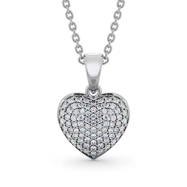 Heart Shaped Diamond 0.40ct Cluster Pendant 18K White Gold - Hilary PNT70_WG_NECK