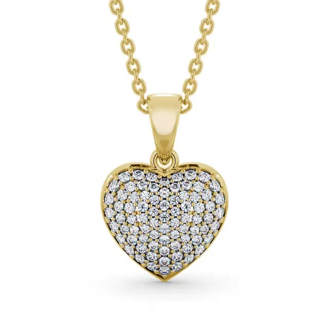 Heart Shaped Diamond 0.40ct Cluster Pendant 18K Yellow Gold - Hilary PNT70_YG_NECK