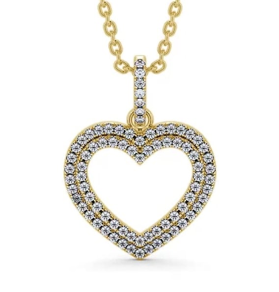 Heart Shaped Diamond Cluster Pendant 18K Yellow Gold PNT71_YG_THUMB2 