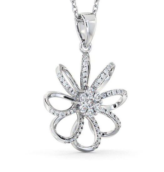 Flower Shaped Diamond 0.45ct Cluster Pendant 9K White Gold PNT72_WG_THUMB1 