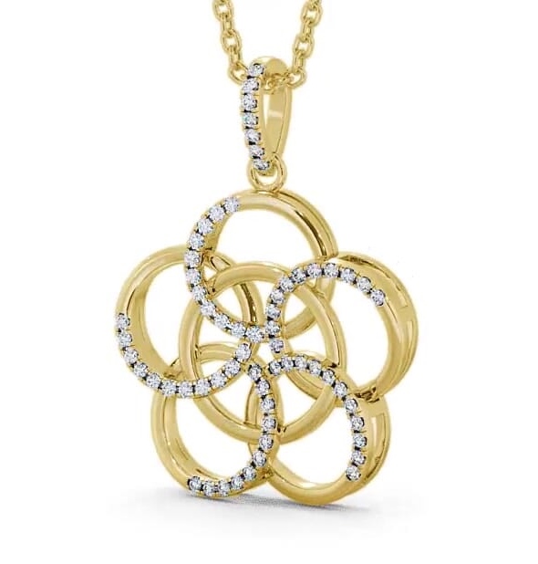 Circle Shaped Diamond 0.22ct Pendant 18K Yellow Gold PNT73_YG_THUMB2 