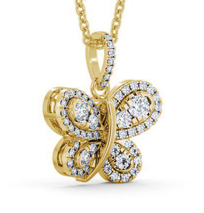 Butterfly Shaped Diamond 0.55ct Pendant 18K Yellow Gold PNT76_YG_THUMB1 