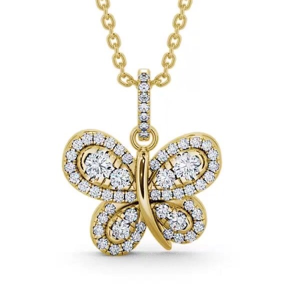 Butterfly Shaped Diamond 0.55ct Pendant 18K Yellow Gold PNT76_YG_THUMB2 
