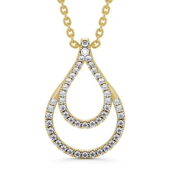 Drop Round Diamond Tear Drop Pendant 18K Yellow Gold PNT77_YG_THUMB2 