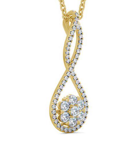 Drop Round Diamond 0.55ct Crossover Design Pendant 18K Yellow Gold PNT78_YG_THUMB1 