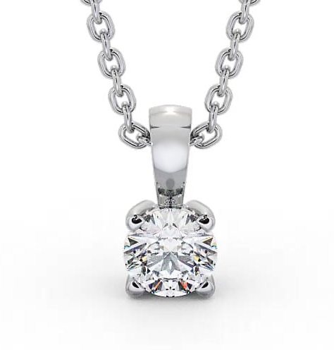 Round Solitaire Four Claw Stud Diamond Pendant 9K White Gold PNT79_WG_thumb1.jpg