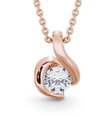 Round Solitaire Diamond Swirl Design Pendant 18K Rose Gold PNT7_RG_THUMB1