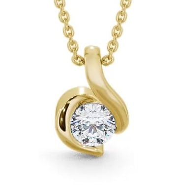 Round Solitaire Diamond Swirl Design Pendant 18K Yellow Gold PNT7_YG_THUMB2 