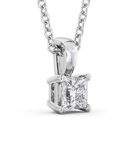 Princess Solitaire Four Claw Stud Diamond Pendant 18K White Gold PNT81_WG_THUMB1_3.jpg 