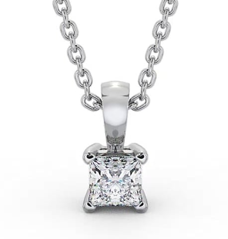 Princess Solitaire Four Claw Stud Diamond Pendant 9K White Gold PNT81_WG_thumb2.jpg 