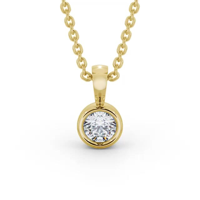 Round Solitaire Bezel Stud Diamond Pendant 18K Yellow Gold - Hosanna PNT84_YG_NECK