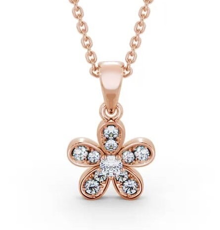 Floral Design Diamond Cluster Pendant 9K Rose Gold PNT87_RG_THUMB1