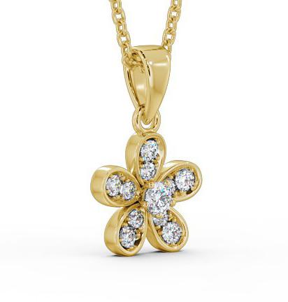 Floral Design Diamond Cluster Pendant 9K Yellow Gold PNT87_YG_THUMB1 