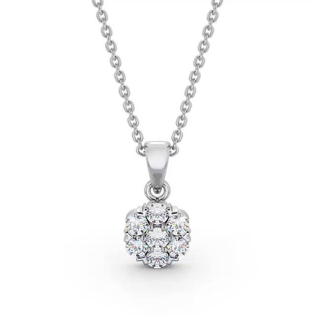 Cluster Style Diamond Pendant 18K White Gold - Tara PNT88_WG_NECK