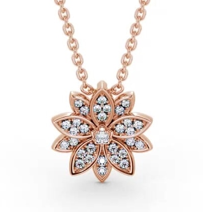 Floral Design Diamond Cluster Pendant 9K Rose Gold PNT89_RG_THUMB1