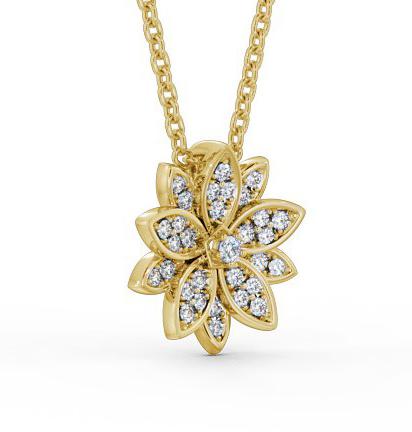 Floral Design Diamond Cluster Pendant 9K Yellow Gold PNT89_YG_THUMB1 