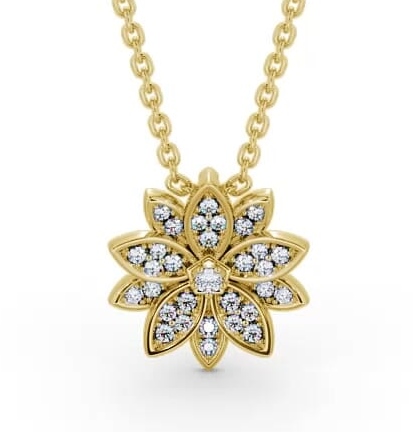Floral Design Diamond Cluster Pendant 9K Yellow Gold PNT89_YG_THUMB2 