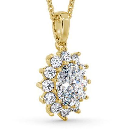 Cluster Oval Diamond Halo Style Pendant 18K Yellow Gold PNT8_YG_THUMB1 