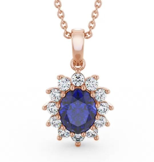 Cluster Blue Sapphire and Diamond 2.03ct Pendant 18K Rose Gold PNT8GEM_RG_BS_THUMB2 