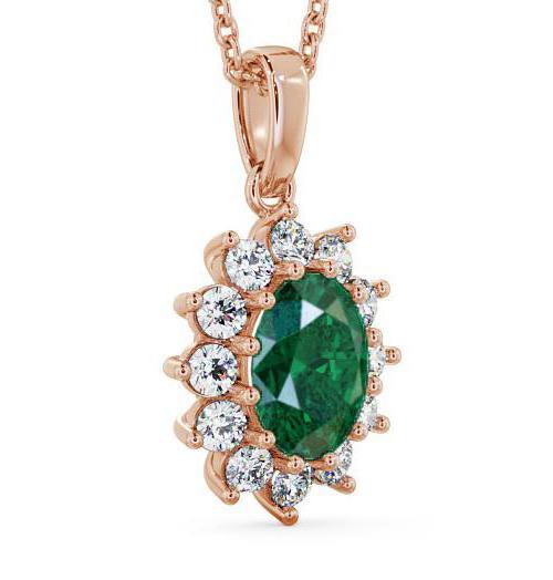 Cluster Emerald and Diamond 1.74ct Pendant 18K Rose Gold PNT8GEM_RG_EM_THUMB1 