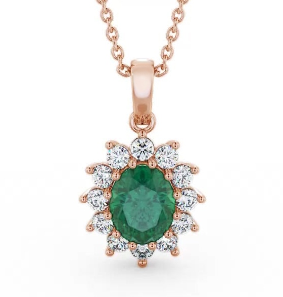 Cluster Emerald and Diamond 1.74ct Pendant 9K Rose Gold PNT8GEM_RG_EM_THUMB1