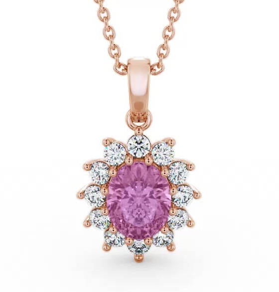 Cluster Pink Sapphire and Diamond 2.03ct Pendant 9K Rose Gold PNT8GEM_RG_PS_THUMB1