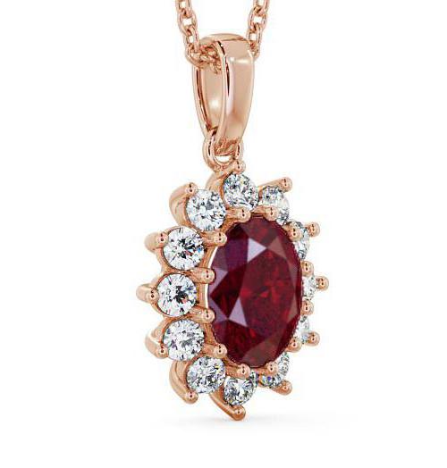 Cluster Ruby and Diamond 2.03ct Pendant 18K Rose Gold PNT8GEM_RG_RU_THUMB1 