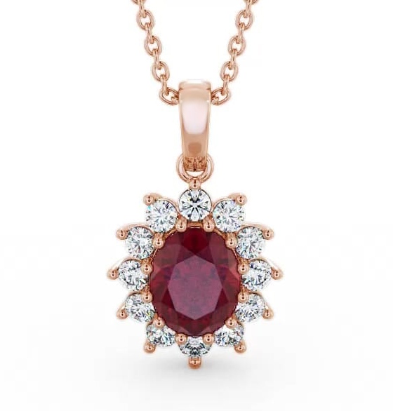 Cluster Ruby and Diamond 2.03ct Pendant 18K Rose Gold PNT8GEM_RG_RU_THUMB2 