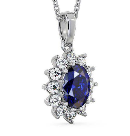 Cluster Blue Sapphire and Diamond 2.03ct Pendant 9K White Gold PNT8GEM_WG_BS_THUMB1 