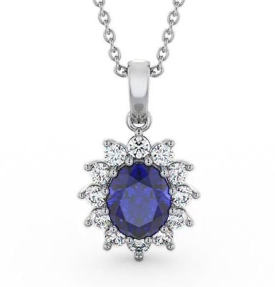 Cluster Blue Sapphire and Diamond 2.03ct Pendant 9K White Gold PNT8GEM_WG_BS_THUMB1