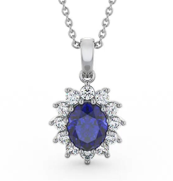 Cluster Blue Sapphire and Diamond 2.03ct Pendant 9K White Gold PNT8GEM_WG_BS_THUMB2 