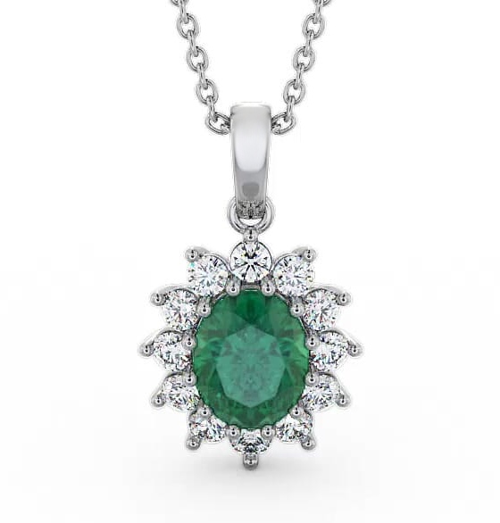 Cluster Emerald and Diamond 1.74ct Pendant 18K White Gold PNT8GEM_WG_EM_THUMB1