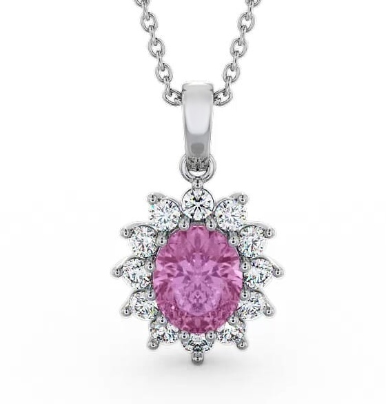 Cluster Pink Sapphire and Diamond 2.03ct Pendant 9K White Gold PNT8GEM_WG_PS_THUMB1