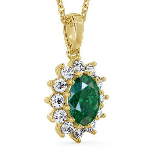 Cluster Emerald and Diamond 1.74ct Pendant 18K Yellow Gold PNT8GEM_YG_EM_THUMB1 