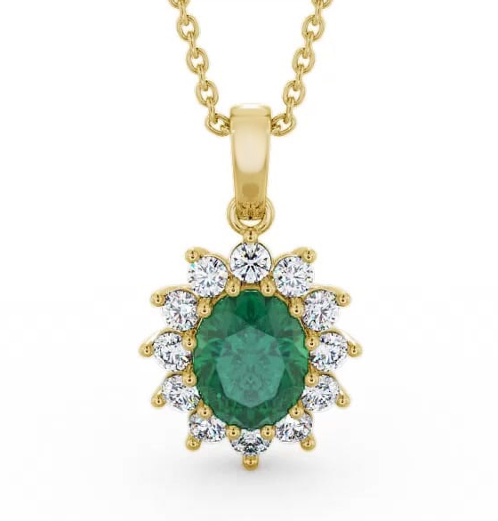 Cluster Emerald and Diamond 1.74ct Pendant 18K Yellow Gold PNT8GEM_YG_EM_THUMB1