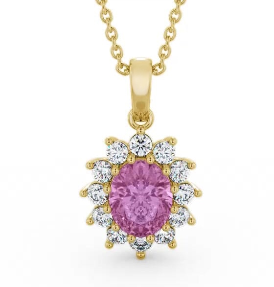 Cluster Pink Sapphire and Diamond 2.03ct Pendant 9K Yellow Gold PNT8GEM_YG_PS_THUMB1