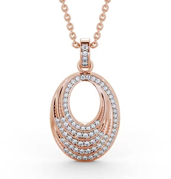 Oval Drop Style 0.35ct Diamond Pendant 18K Rose Gold PNT90_RG_THUMB1