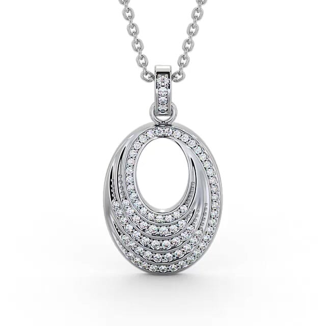 Oval Drop Style 0.35ct Diamond Pendant 18K White Gold - Janiah PNT90_WG_NECK