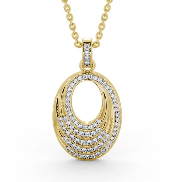 Oval Drop Style 0.35ct Diamond Pendant 18K Yellow Gold PNT90_YG_THUMB2 