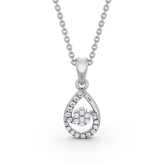 Pear Design Diamond Pendant 18K White Gold - Aleah PNT91_WG_NECK