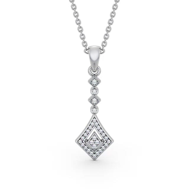 Drop Style 0.15ct Diamond Pendant 9K White Gold - Lavina PNT93_WG_NECK
