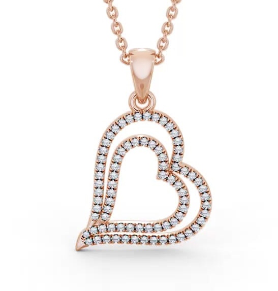 Double Heart Shaped Diamond Pendant 18K Rose Gold PNT94_RG_THUMB1