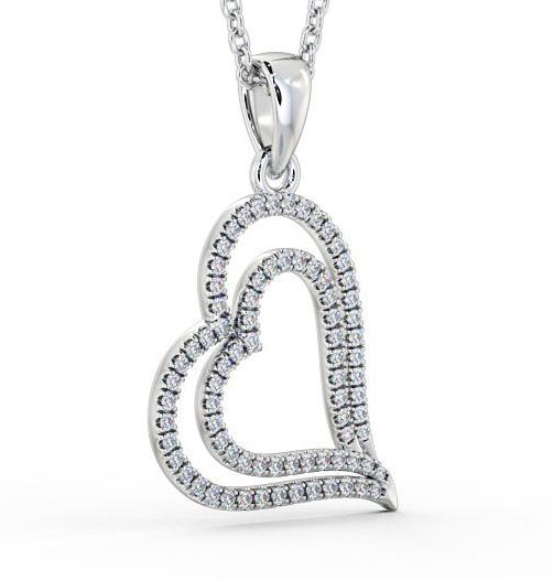 Double Heart Shaped Diamond Pendant 9K White Gold PNT94_WG_THUMB1 