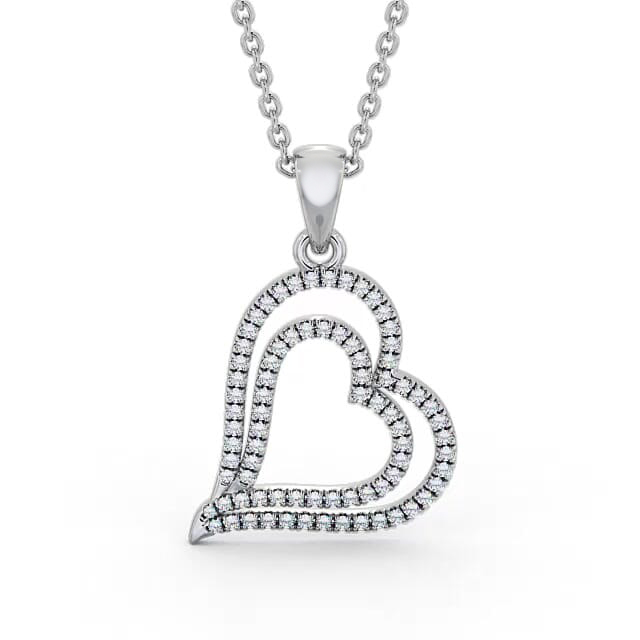 Heart Shaped Diamond Pendant 18K White Gold - Sierra PNT94_WG_NECK