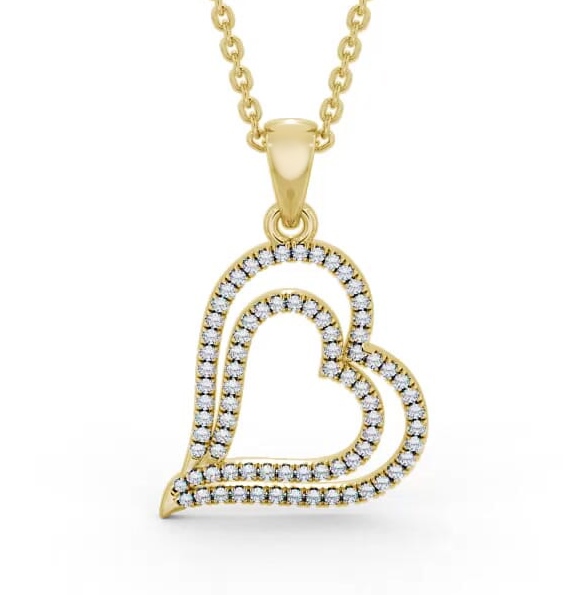 Double Heart Shaped Diamond Pendant 18K Yellow Gold PNT94_YG_THUMB1
